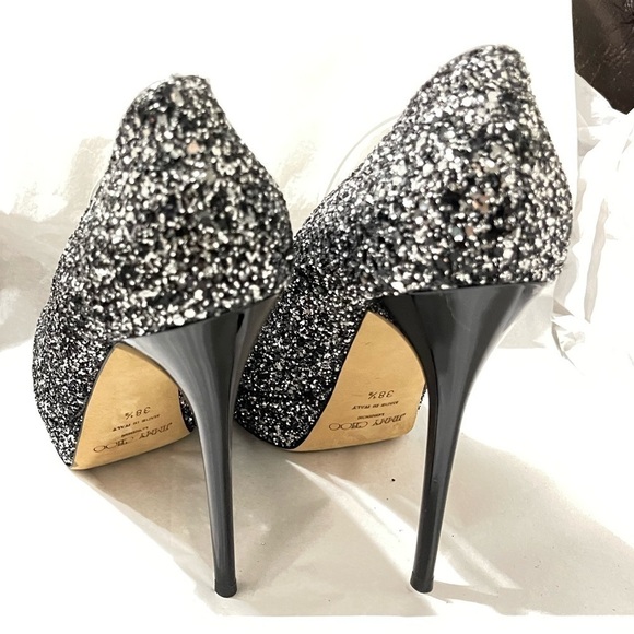 Jimmy Choo Dahlia, black silver stone glitter Pumps, remarkable Condition EU38.5